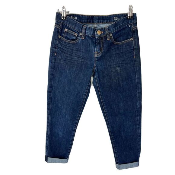 J. Crew Women's Toothpick Ankle Blue Jeans Cuffed Skinny - Picture 1 of 10